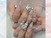 ピオミエルネイル 新宿(pio miel nail)/グレージュ×スティレットネイル