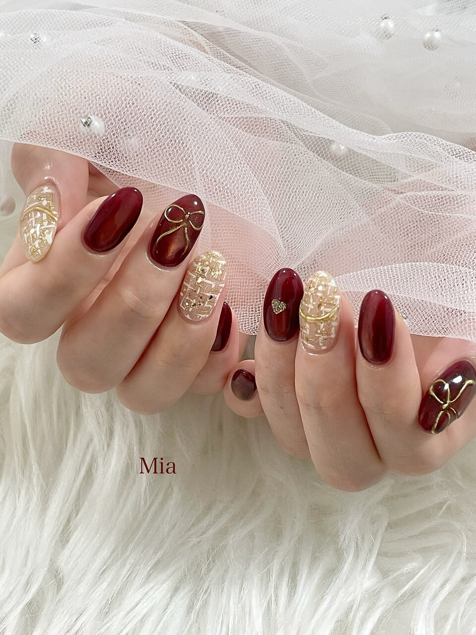 2025年-2026年冬トレンド】ボルドー ガーリーのネイルデザイン集｜人気