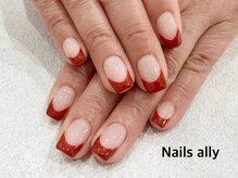 ネイルズアリー 立川店(Nails ally)/フレンチネイル×レッドカラー