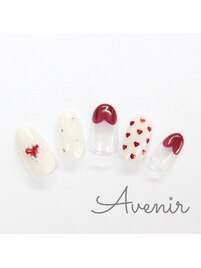 赤白ハートネイル