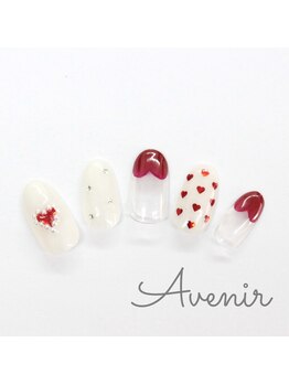 赤白ハートネイル