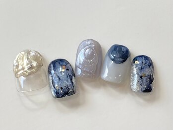 ネイルメゾン 天神店(NAIL MAISON)/深海ネイルブルーもやもや¥12500