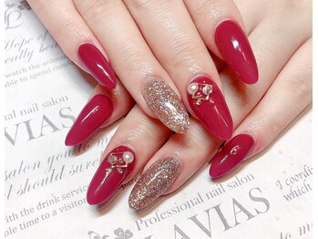 プロフェッショナル ネイルサロン ラヴィアス(LAVIAS)/スカルプ☆ワンカラ-＋アート2本