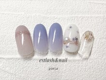 エストラッシュアンドネイル 銀座店(est lash&nail)/パープル小花ネイル