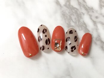 ネイルサロン ナチュール(Nature)/オレンジ×レオパード☆