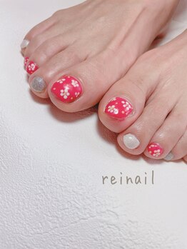 レイネイル(Reinail)/【フット】小花チェリーピンク