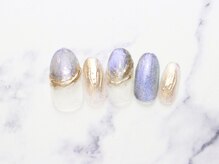 池袋ネイルサロン イイネイル(Ee-Nail)/ブルー＆ゴールド初回￥7500
