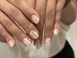 ハートホロ埋め込みネイル