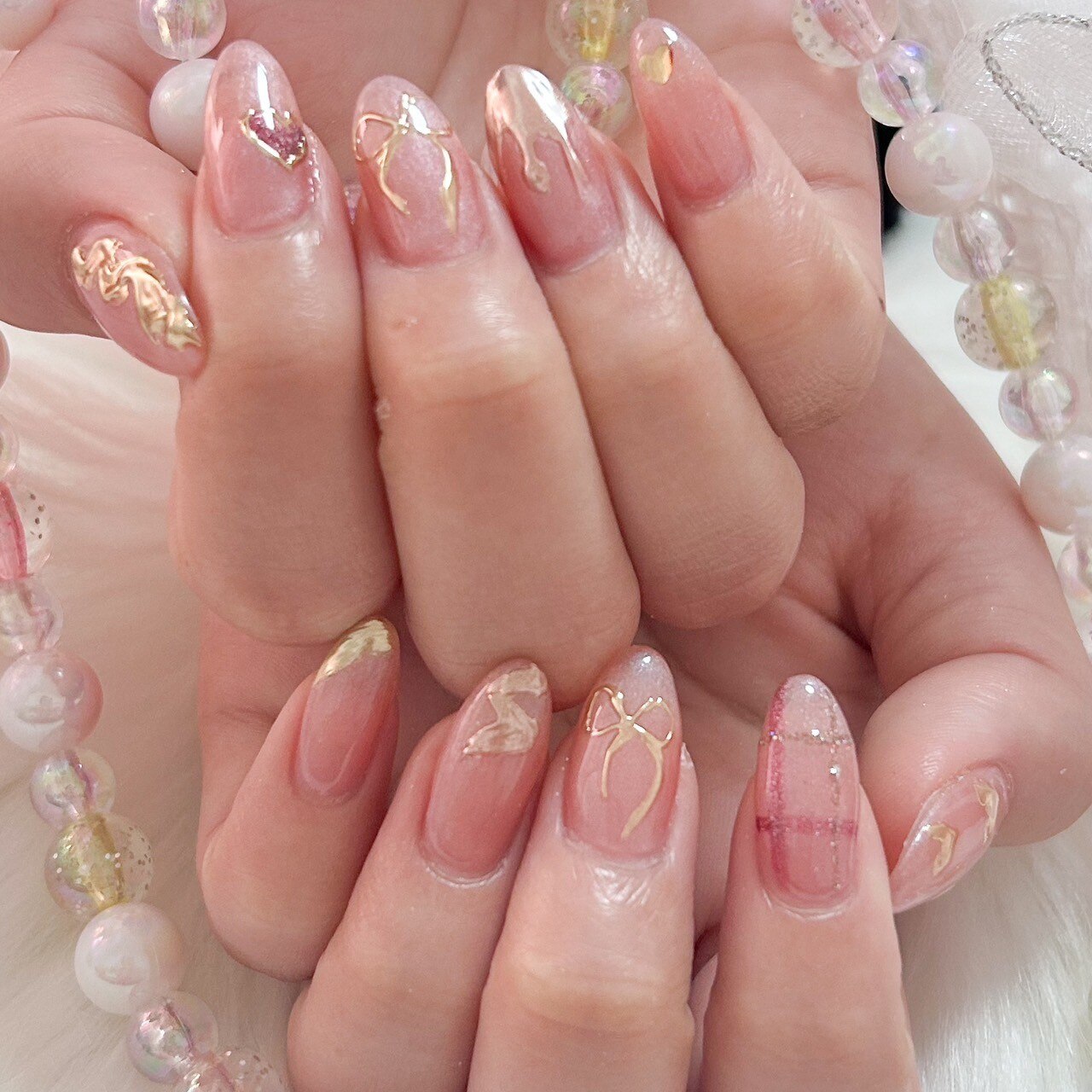 23))ストーンネイル フレンチガーリー ニュアンス 韓国ネイル ミラーネイル cheek🍊 . . . #nail#フレンチガーリー#表参道ネイル#ガーリー