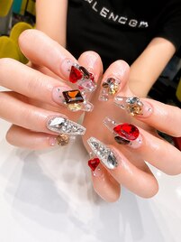 【スカルプ】宝石ネイル