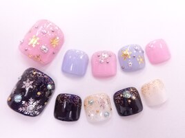 ワンカラー+雪の結晶