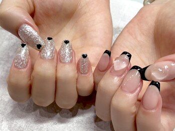 ネイルマジック 仙台一番町店(NAIL MAJIC)/フレンチ×ぷっくりハートネイル
