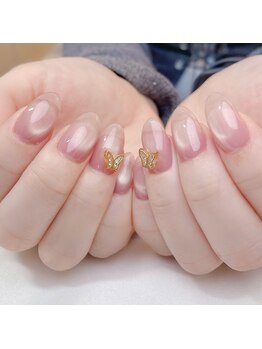 ピオニーネイル(peony nail)/バタフライビジュー