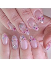 ピオニーネイル(peony nail)/押し花フレンチ