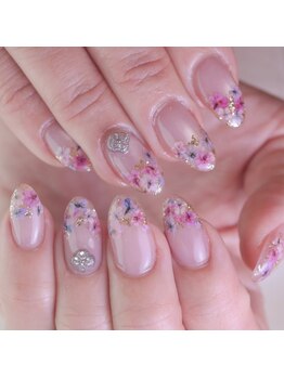 ピオニーネイル(peony nail)/押し花フレンチ