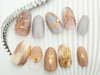 ネイルクロエ(NAIL KCLOE)/ミラフラワー&ニュアンスネイル