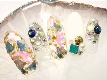 ネイルサロン ティディ(TIDY)/クリア×大判シェル