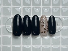 黒/レオパード/リボン