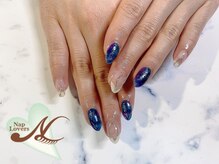 ナップ ラバーズ(Nap Lovers)/ブルー×シルバー クリアネイル