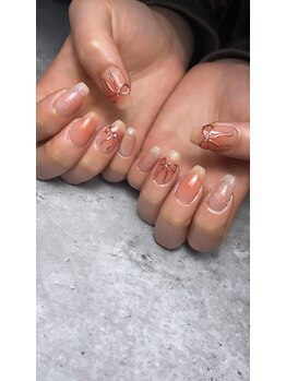 ディバネイル(Diva_nail.$)/トレンド手書きリボンネイル☆