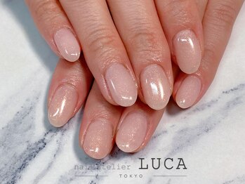ネイルアトリエルカ(nail atelier LUCA)/W-142 ピンクベージュラメネイル