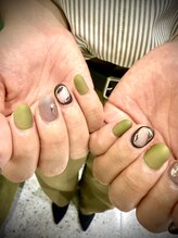 モツヲネイル(motsu.O! NAIL)/ブラウン×ピスタチオニュアンス