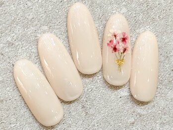 チェリーズネイル(Cherrys Nail)/春 シンプル 押し花ネイル