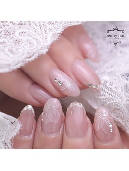 ピオニーネイル(peony nail)/たらしこみ　ガラスフレンチ
