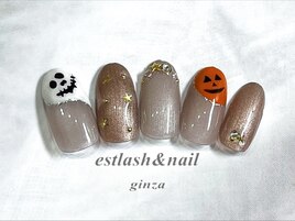 ハロウィンおばけネイル