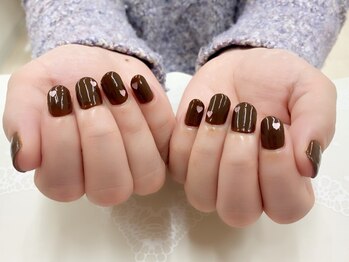 プルミエ ネイル(Premier Nail)/チョコカラー&ハートホロ☆定額