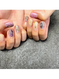 もやもや奥行　ニュアンスネイル