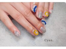 シアン(Cyan)/韓国風ネイル☆店頭定額デザイン