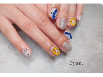 シアン(Cyan)/韓国風ネイル☆店頭定額デザイン