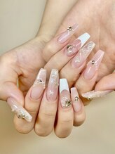 ハニーインダハウス 綱島店(honey in da house)/リボンとパールのフレンチネイル