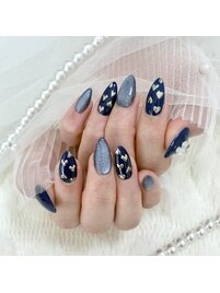 マグネット×ハートミラーネイル