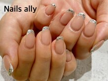 ネイルズアリー 立川店(Nails ally)/ガラスフレンチ×シアー×秋