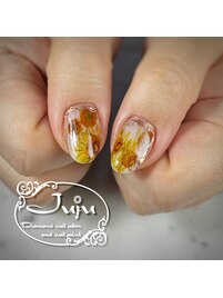 絵画ネイル　ゴッホ「ひまわり」