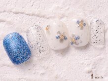 アイネイルズ 横浜WEST店(I-nails)/ブルーミラーフラワー8480円