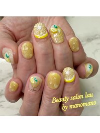 レモンアートジューシー夏ネイル