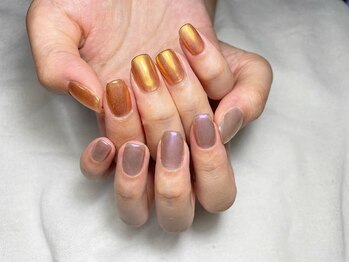 ユージューネイルルーム(UJU nail room)/バイカラーミラーワンカラー