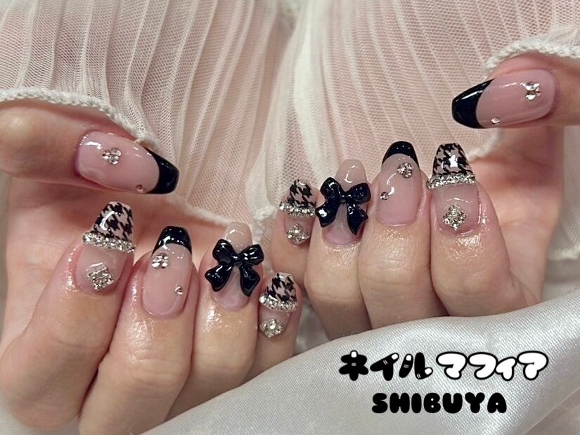 千鳥柄ネイル✧︎量産型ネイル✧︎韓国ネイル ガラスフレンチネイル