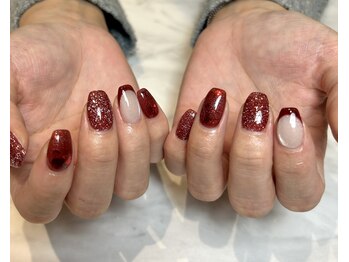 ラズワルド(Lazward)/深め＊ボルドーハートホロネイル