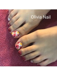 秋のフラワーネイル