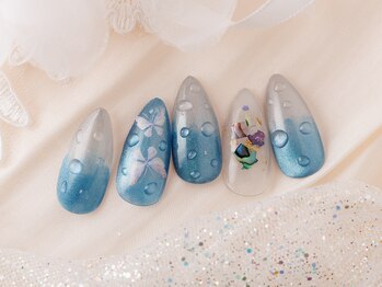 Lien Beauty【リアン】西川口店|持ち込みデザイン・長さ出し・マグネットネイル/雨音あじさいネイル