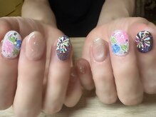 アミュリー ネイル アトリエ(Amury nail atelier)/朝顔 花火 フラワー 浴衣  祭
