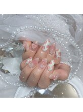 マリンネイル 麻布十番(Marin nail)/ちゅるん手描きローズネイル