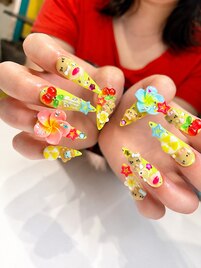 【スカルプ】キティ盛りネイル