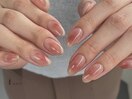 滲み抜け感ちゅるん桃ネイル
