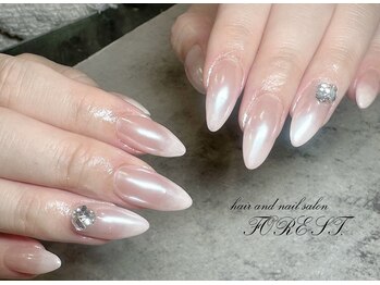 フォレスト(FOREST Hair&Nail)/白グラデーション×ミラー