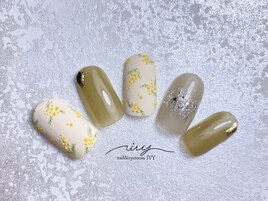 ミモザ/手描き/定額/お花